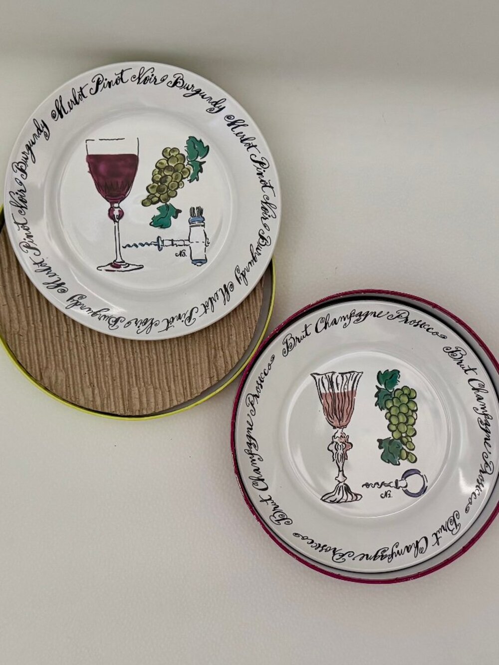 Rosanna wine theme 8" plates set of 4 salad plates,or for appetizers NEW IN BOX